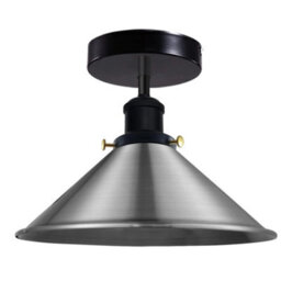 Vintage Ceiling Light Semi Flush Mount E27 Holder Cone Lampshade For Livingroom Bedroom Kitchen Hallway Satin Nickel No Bulb