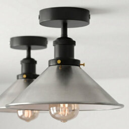 Vintage Ceiling Light Semi Flush Mount E27 Holder Cone Lampshade For Livingroom Bedroom Kitchen Hallway Satin Nickel No Bulb - thumbnail 3