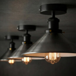 Vintage Ceiling Light Semi Flush Mount E27 Holder Cone Lampshade For Livingroom Bedroom Kitchen Hallway Satin Nickel No Bulb - thumbnail 6