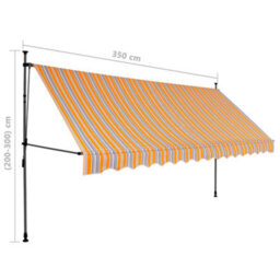 Berkfield Manual Retractable Awning With Led 350 Cm Yellow And Blue - thumbnail 8