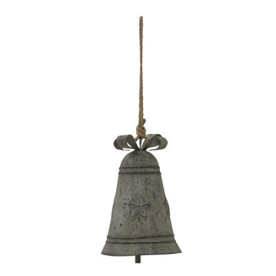 Hill Interiors Rustic Bell Christmas Hanging Decoration Silver (18Cm X 10Cm X 10Cm) - image 1