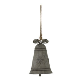 Hill Interiors Rustic Bell Christmas Hanging Decoration Silver (18Cm X 10Cm X 10Cm) - thumbnail 1