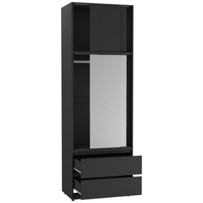 Urbn-Living Urbnliving 240Cm Stylish Sliding Door Wardrobe Bedroom Closet Black Carcass White Doors - image 1