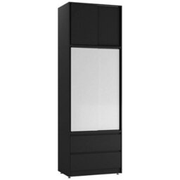 Urbn-Living Urbnliving 240Cm Stylish Sliding Door Wardrobe Bedroom Closet Black Carcass White Doors - thumbnail 5
