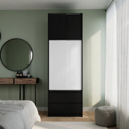 Urbn-Living Urbnliving 240Cm Stylish Sliding Door Wardrobe Bedroom Closet Black Carcass White Doors - thumbnail 3