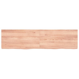 Berkfield Wall Shelf Light Brown 120X30X4 Cm Treated Solid Wood Oak - thumbnail 2