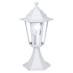 Elegant Ip44 Outdoor White Aluminium Lantern Pedestal Light For Porches