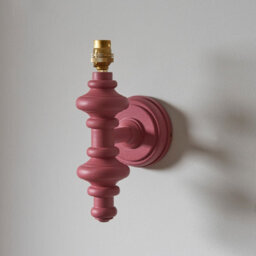 Luminosa Lighting Luminosa Carnaby Satin Pink Clay Paint Wall Light With Neutral Print Fabric Ikat Shade 20Cm B22 - thumbnail 5