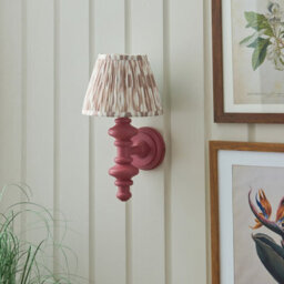 Luminosa Lighting Luminosa Carnaby Satin Pink Clay Paint Wall Light With Neutral Print Fabric Ikat Shade 20Cm B22 - thumbnail 3