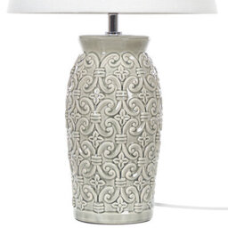 Beliani Grey Ceramic Table Lamp 48 Cm Ornamental Pattern Empire Shade - thumbnail 5