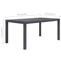 Walplus Garden Table Brown 150X90X72 Cm Plastic Rattan Look - thumbnail 5