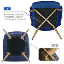 Yaheetech Blue Upholstered Velvet Armchair With Wing Side - thumbnail 7