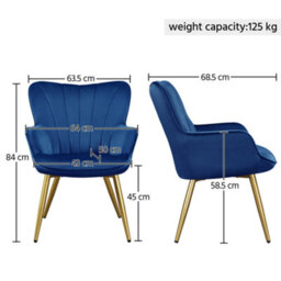 Yaheetech Blue Upholstered Velvet Armchair With Wing Side - thumbnail 3
