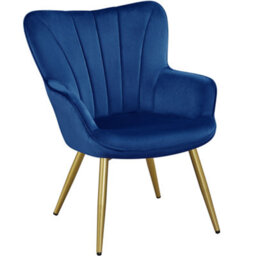 Yaheetech Blue Upholstered Velvet Armchair With Wing Side - thumbnail 2