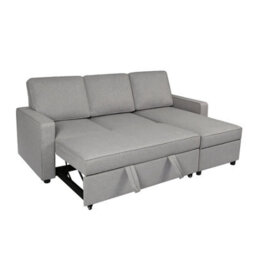 Selene - Corner Sofa Bed In Light Grey  Linen - Pull-Out Sofa - thumbnail 8
