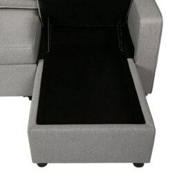 Selene - Corner Sofa Bed In Light Grey  Linen - Pull-Out Sofa - thumbnail 9