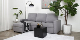Selene - Corner Sofa Bed In Light Grey  Linen - Pull-Out Sofa - thumbnail 4