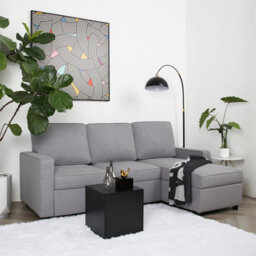 Selene - Corner Sofa Bed In Light Grey  Linen - Pull-Out Sofa - thumbnail 7