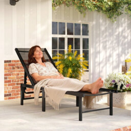 Outsunny Sun Lounger, 5-Level Reclining Sun Lounger Chair, Black - thumbnail 7