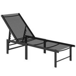 Outsunny Sun Lounger, 5-Level Reclining Sun Lounger Chair, Black - thumbnail 2