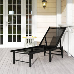 Outsunny Sun Lounger, 5-Level Reclining Sun Lounger Chair, Black - thumbnail 8