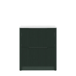 Royal Bathrooms Avenza 600mm Deep Moss Green Floor Standing Vanity Unit 2 Drawer With Carrara White Undrilled Worktop & No Basin - thumbnail 7
