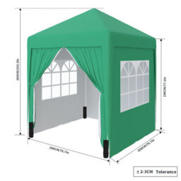 Sundaze Garden Pop Up Gazebo Party Tent Camping Marquee Canopy With 4 Sidewalls Carrying Bag Green 2X2M - thumbnail 2