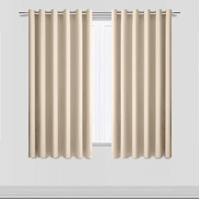 Moonlight Bedding Blackout Polyester Curtain Thermal Natural Cream Curtains With Eyelet Header (Pair) 46X54Inch (117X137Cm) - image 1