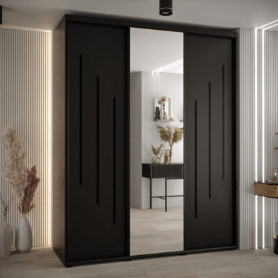 Arte Bold Black Cannes Ix Sliding Door Wardrobe 190Cm - Compact, Maximal Storage - image 1