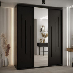 Arte Bold Black Cannes Ix Sliding Door Wardrobe 190Cm - Compact, Maximal Storage - thumbnail 1