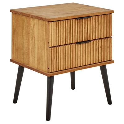 Beliani 2 Drawer Bedside Table Timmins Pine Wood Brown - image 1