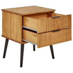 Beliani 2 Drawer Bedside Table Timmins Pine Wood Brown - thumbnail 8