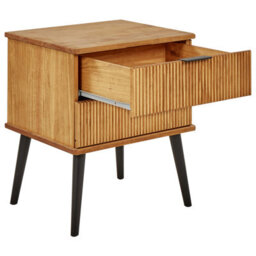 Beliani 2 Drawer Bedside Table Timmins Pine Wood Brown - thumbnail 7