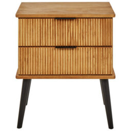 Beliani 2 Drawer Bedside Table Timmins Pine Wood Brown - thumbnail 5