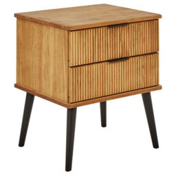 Beliani 2 Drawer Bedside Table Timmins Pine Wood Brown - thumbnail 1