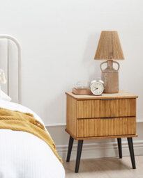 Beliani 2 Drawer Bedside Table Timmins Pine Wood Brown - thumbnail 2