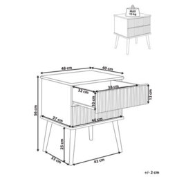 Beliani 2 Drawer Bedside Table Timmins Pine Wood Brown - thumbnail 3