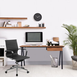 RB UK Nautilus Designs Walnut Computer Desk With Black Frame & Suspended Underdesk Drawer - thumbnail 4