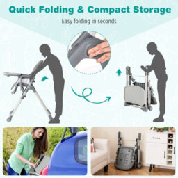 Gainoom Foldable Grey High Chair For Babies And Toddlers Portable Adjustable Highchair With Footrest - thumbnail 4