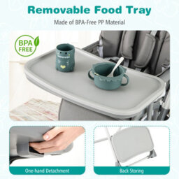 Gainoom Foldable Grey High Chair For Babies And Toddlers Portable Adjustable Highchair With Footrest - thumbnail 7