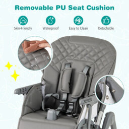 Gainoom Foldable Grey High Chair For Babies And Toddlers Portable Adjustable Highchair With Footrest - thumbnail 9