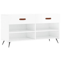 Walplus Shoe Bench High Gloss White 102X35X55 Cm Engineered Wood - thumbnail 2