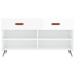 Walplus Shoe Bench High Gloss White 102X35X55 Cm Engineered Wood - thumbnail 6
