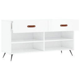 Walplus Shoe Bench High Gloss White 102X35X55 Cm Engineered Wood - thumbnail 5
