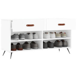 Walplus Shoe Bench High Gloss White 102X35X55 Cm Engineered Wood - thumbnail 4