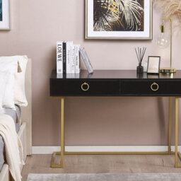 Beliani Glam Style Console Table With 2 Drawers, Gold-Toned Steel Legs, 115 X 50 X 77 Cm - thumbnail 2