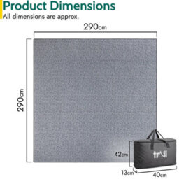 Trail Outdoor Leisure Fleece Tent & Awning Carpet Groundsheet Grey -290X290Cm - thumbnail 7