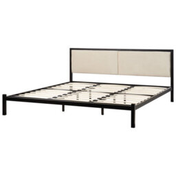 Beliani Bed Metal Clamart 180 X 200 Cm (Eu Super King) Light Beige - thumbnail 4