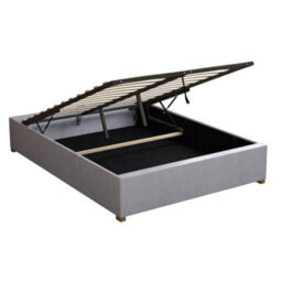 Aspire Upholstered Platform Ottoman Bed Frame Uk Made, Kimiyo Linen Silver, Size King - thumbnail 4