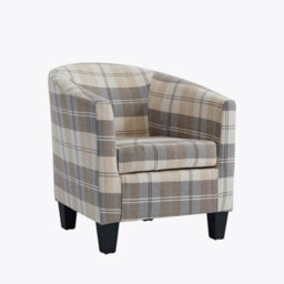 Home Detail Canberra Accent Bucket Tub Chair Occasional Armchair Wood Effect Legs Tartan Foam Padded Backrest Seat - thumbnail 4